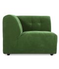 vint couch: element left. royal velvet. green